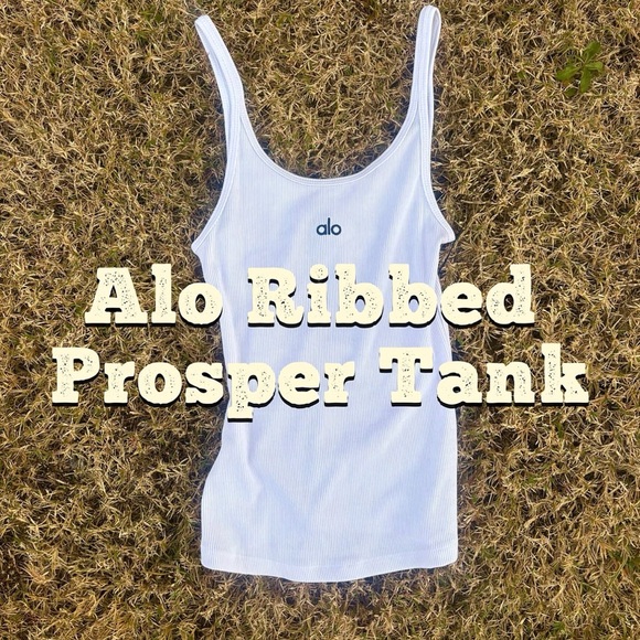 Alo White Ribbed Prosper Tank Top - mordernwear.com